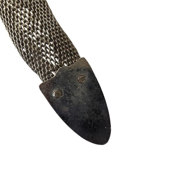 Vintage 1980s statement belt CHAINMAIL metal mesh Women\'s M silver GLAM buckle main image 10